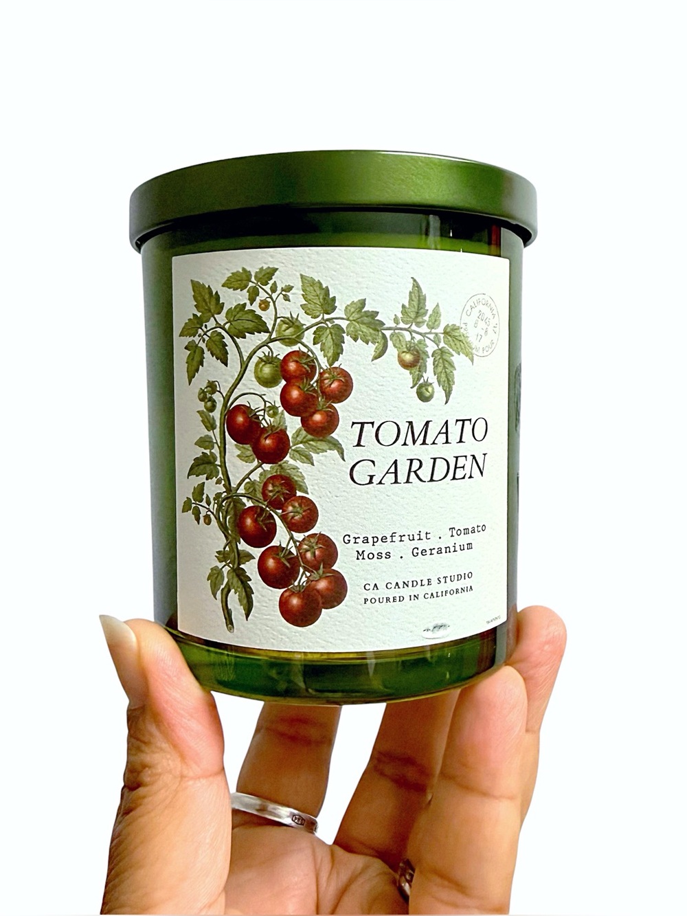 Leoben Company Tomato Garden Scented Candle - Green Glass Jar - Picture 5 of 5
